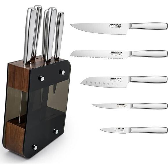 Topfeel Kitchen knife block set 6pc - Picture 1 of 3